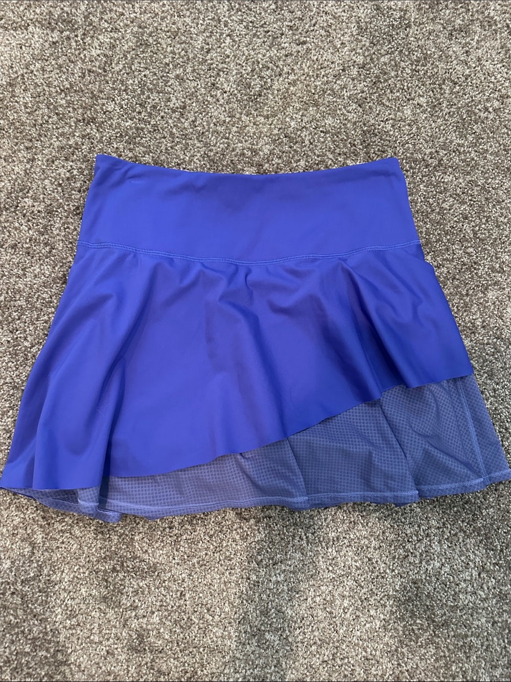 Athleta Royal Blue Asymmetrical Athletic Skirt with Mesh Trim